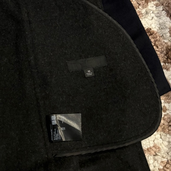 Uniqlo szXS brush wool double faced hooded coat in navy/ gray - Picture 5 of 14